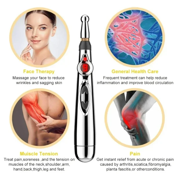 Pluma de masaje de punto de acupuntura eléctrica para aliviar el dolor - Imagen 2